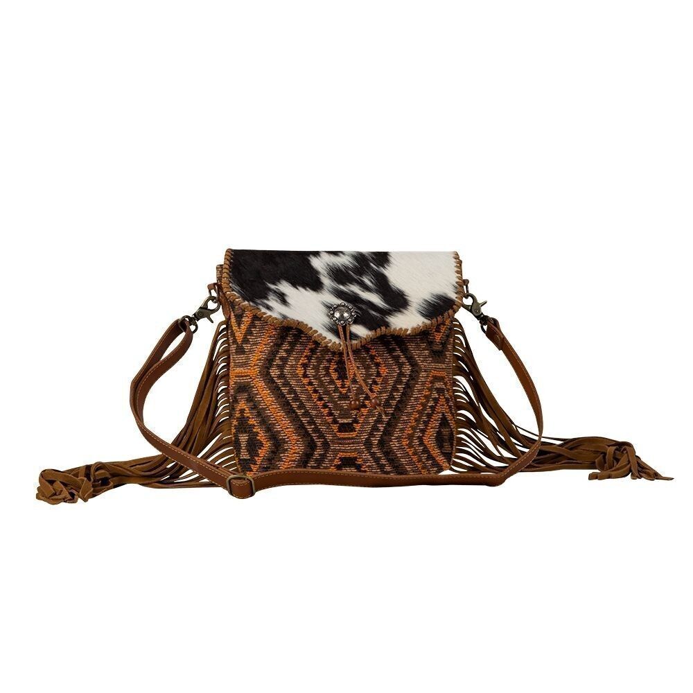 Myra Bag Handmade Stone Shoulder Bag Upcycled Canvas & Cowhide Leather